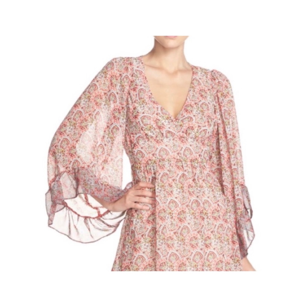 Betsey Johnson Pink Paisley Boho Mini Dress Flutter Sleeve Cottagecore 4 - Picture 3 of 9